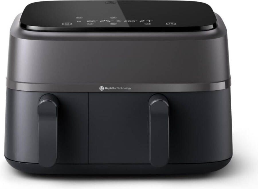 BOG Airfryer met Twee Baklades Gezond Snel en Veelzijdig Koken 9 Liter Inhoud Touchscreen 2 Lades NA350 00