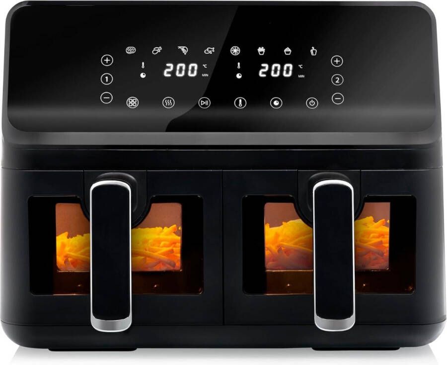 PEAM Digitale Airfryer FR-9040 2x4 L 2 kg Friet 8 Programma's & Handmatige Instellingen Dubbele Mand met Patrijspoorten