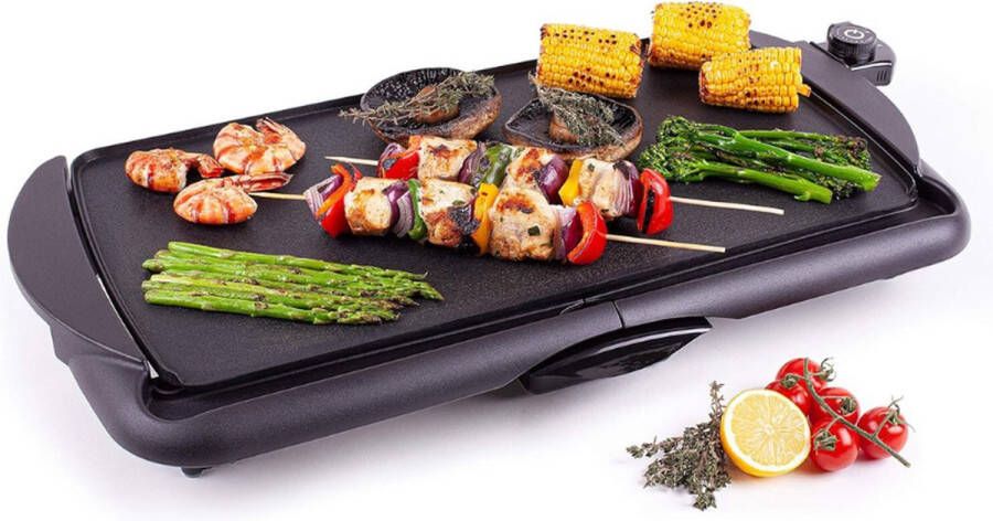 PEAM GP20 Elektrische Grill 2000 W Anti Aanbak Gourmet Bakplaat 52 x 27 cm Teppanyaki Grill Vetopvangsysteem Eenvoudige Schoonmaak Verstelbare Temperatuur Binnen BBQ Tafelgrill