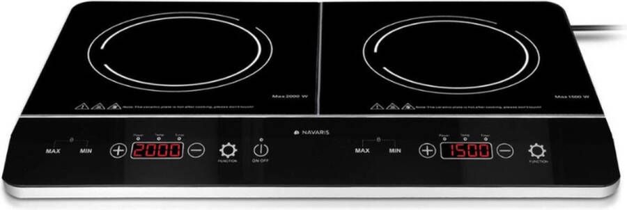 PEAM Inductie Kookplaat Vrijstaand Dubbele 3500 W Met Timer en Automatische Panherkenning Touch Display Zwart Kook efficiënt met deze dubbele inductiekookplaat. Met timer automatische panherkenning en een handige touch display!