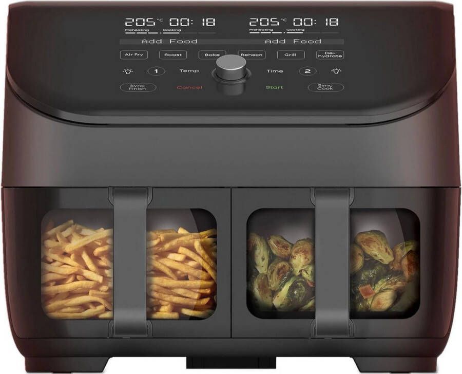 BOG Instant Vortex Plus 7 6L Digitale Heteluchtfriteuse met ClearCook & Dubbele Mand 8 in 1 Slimme Programma's 1700W Zwart XL Capaciteit