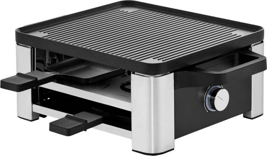 PEAM Lono Raclette Grill Voor 4 Personen met Pannetjes en Schuivers 870 W Mat Roestvrij Staal