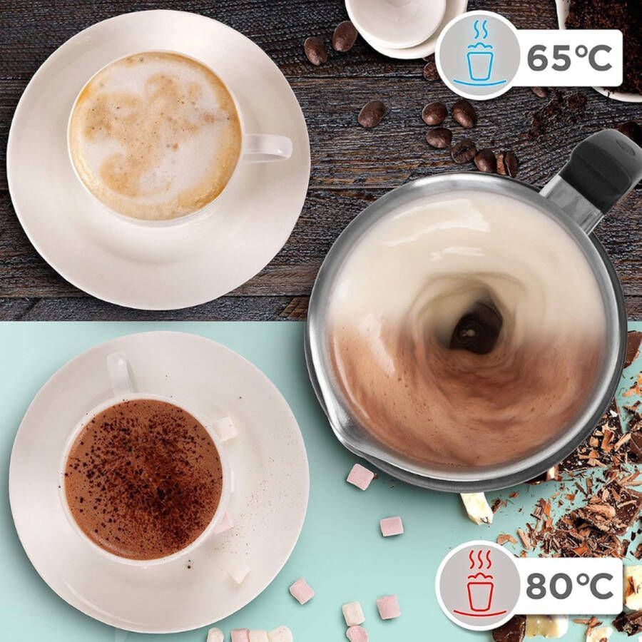 PEAM MF500 BK Melkopschuimer Automatische Melkschuimer 500W 260 ml Schuim in 500ml Kan Elektrisch Perfect Schuim Voor Koude en Warme Koffie Cappucino Chocomel Makkelijk te Gebruiken