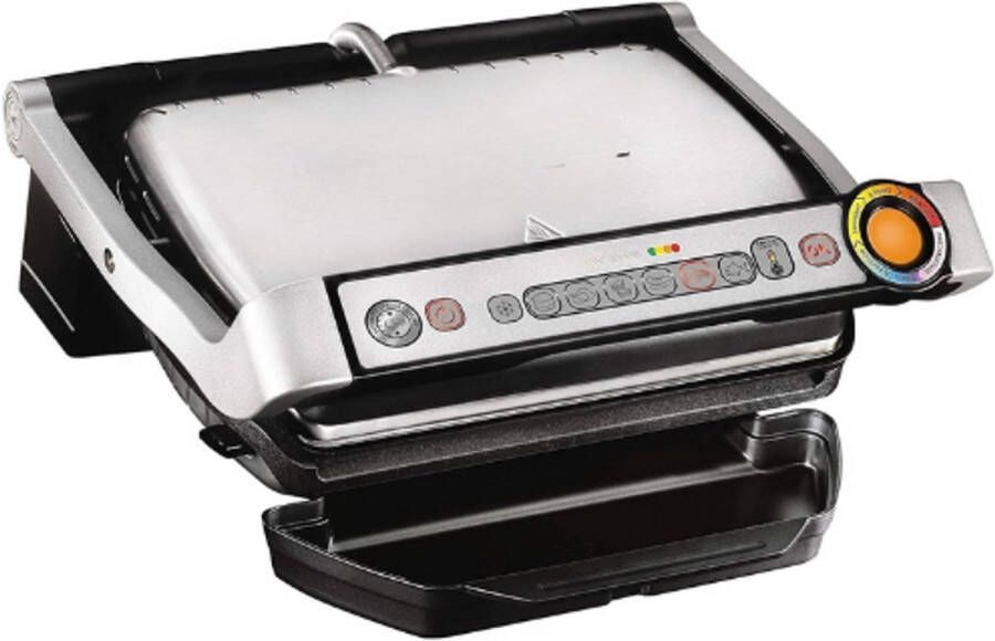 OptiGrill Contactgrill – Automatische Temperatuur & Baktijd – 6 Programma s – RVS – Zwart – 33x20 cm