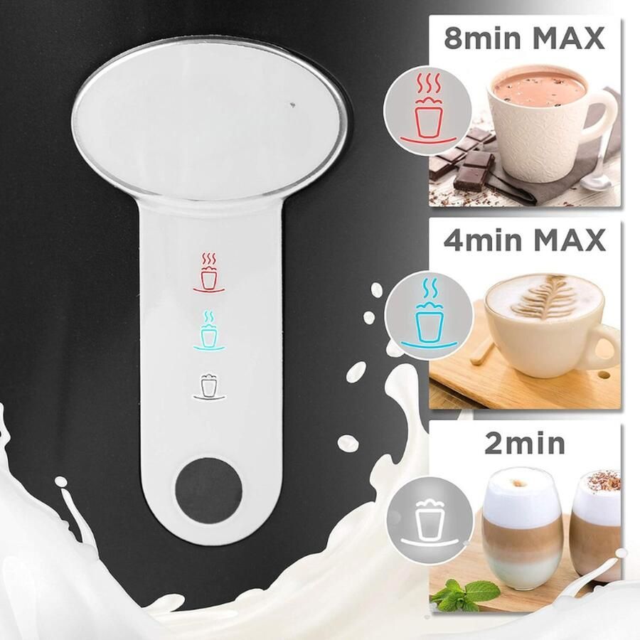 PEAM MF500 BK Melkopschuimer Automatische Melkschuimer 500W 260 ml Schuim in 500ml Kan Elektrisch Perfect Schuim Voor Koude en Warme Koffie Cappucino Chocomel Makkelijk te Gebruiken