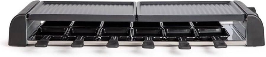 Raclette Grill voor 12 Personen Uitneembare Grillplaat Antiaanbaklaag 2 Platen Instelbare Thermostaat