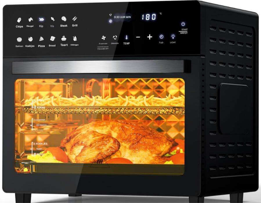 BOG XXL Airfryer en Mini Oven 26L 1700W 12 Programma's Digitale LED Display Convectieoven met Voorverwarming Warmhouden en Opwarmen