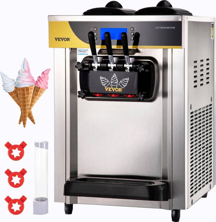 Perfect Sale PS Softijs Machine Ijs Machine Softijs Maker Professionele Softijsmachine -Roestvrijstaal Ingebouwde Puffing Tubes 22L H 3500W