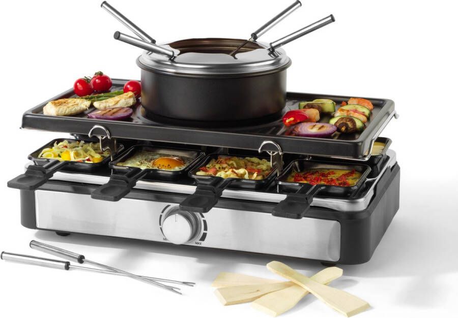 Petra 2-in-1 Raclette Grill & Fondue Set instelbare temperatuur niet-klevend 1400 W