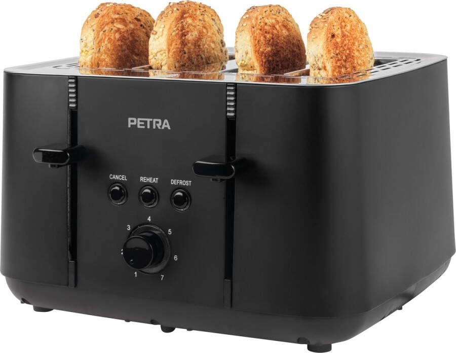 Petra 4 Slice Toaster ontdooien herverwarmen Annuleren functies verwijderbare kruimellade 1850 W