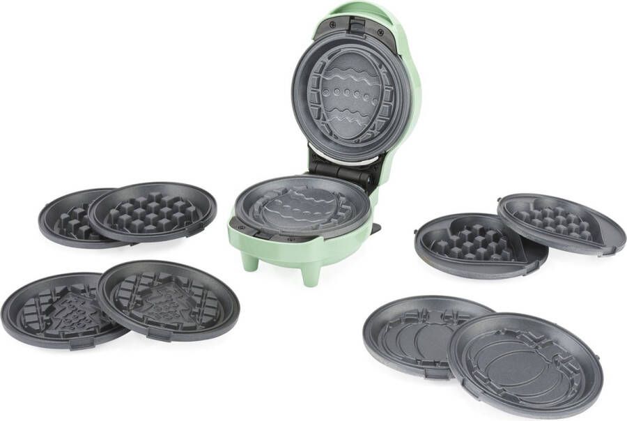 Petra 5-in-1 wafelijzer – Senseizoen Snackmaker 5 verwisselbare platen Klassiek Pasen Valentijnsdag Halloween- en kerstplaten niet-klevende coating compacte Cool Touch-behuizing 550 W - Foto 2