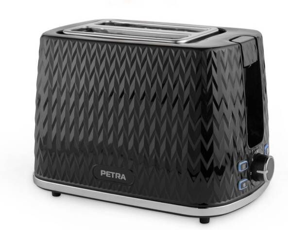 Petra Chevron 2-Slice Toaster 7 Level Browning Control verwijderbare lade 930W zwart