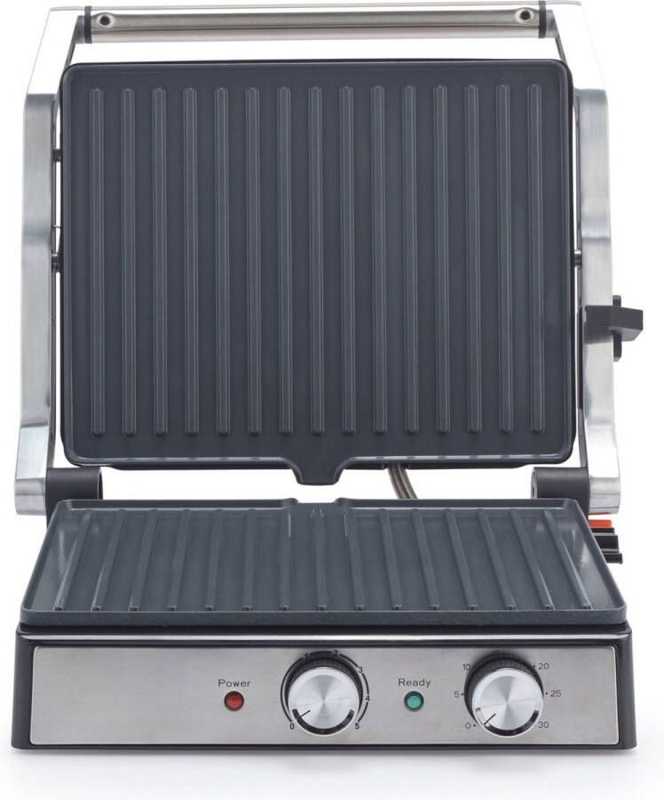 Petra Elektrische Grill – Grote elektrische kookplaten opent tot 180° voor dubbelzijdig koken PFAS-vrije keramische antiaanbaklaag instelbare temperatuur en timer 2000 W - Foto 2