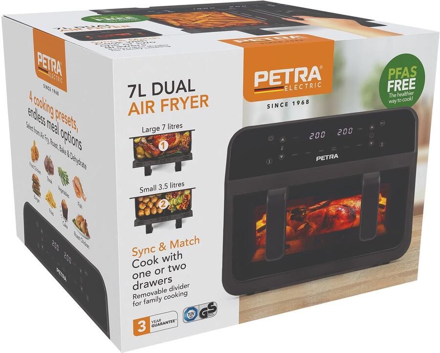 Petra 7L Dual Air Fryer PFAS-vrij 2300W