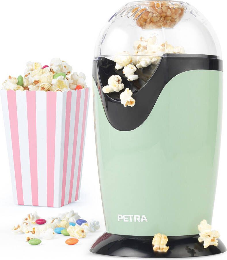 Petra electric Petra Retro Popcorn machine Inclusief maatbeker Hetelucht popcorn maker Popcorn zonder olie of boter 1200W