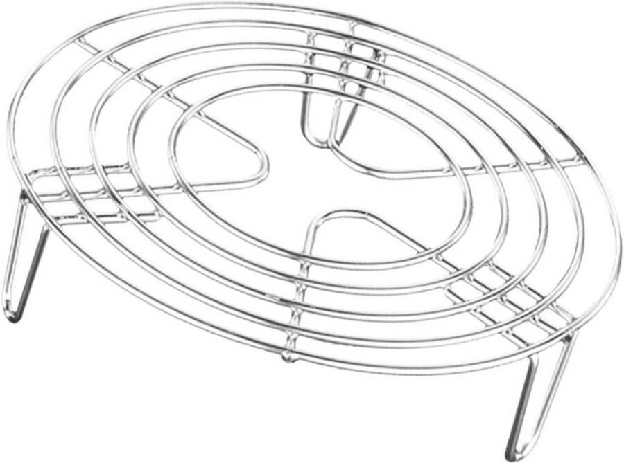 Peysaitr 1 Stuk Roestvrijstalen Stoomrek Ronde Stoomrek Ovenrooster Keukenonderzetter Grill Koelrek voor Koken Bakken Inmaken 16 x 16 x 7 cm（zilver）