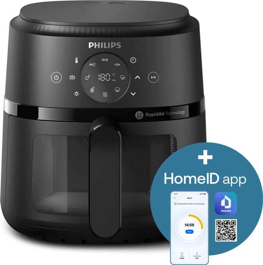 Philips 2000 Series Airfryer NA210 00 Kijkvenster RapidAir 3.2L Tot 3 Personen Zwart