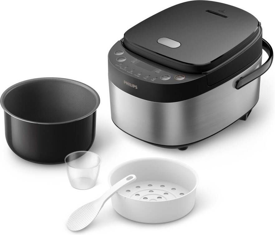 Philips 3000-serie Minirijstkoker HD3093 80 0.85 L 8 programma's Zwart Zilver