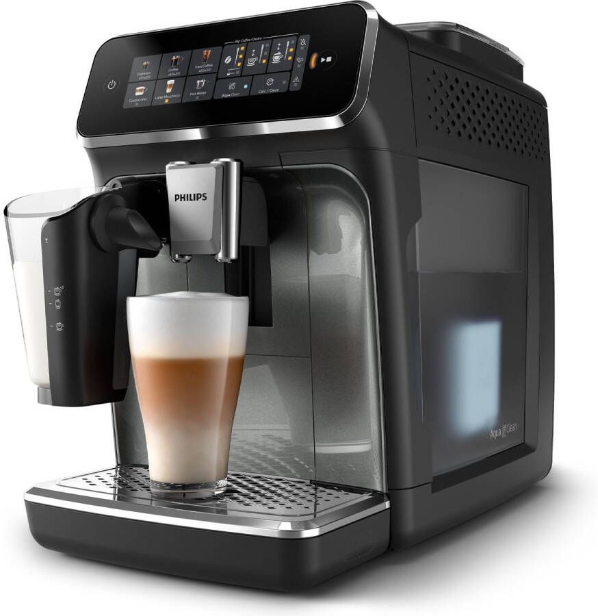 Philips 3300 Series LatteGo EP3349 70 Espressomachine 5 Soorten Koffie + Heet Water Black Panthera + AquaClean Filter