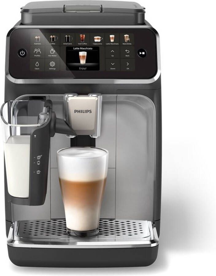 Philips 4400 Series Volautomatische Espressomachine LatteGo Melksysteem 12 Verschillende Dranken Zwart Zilver EP4446 70