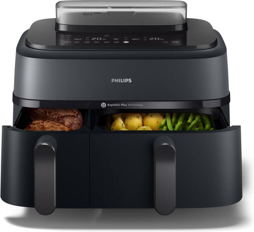 Philips 5000 series NA550 00 friteuse Dubbel 9 l Vrijstaand 2750 W Heteluchtfriteuse Zwart