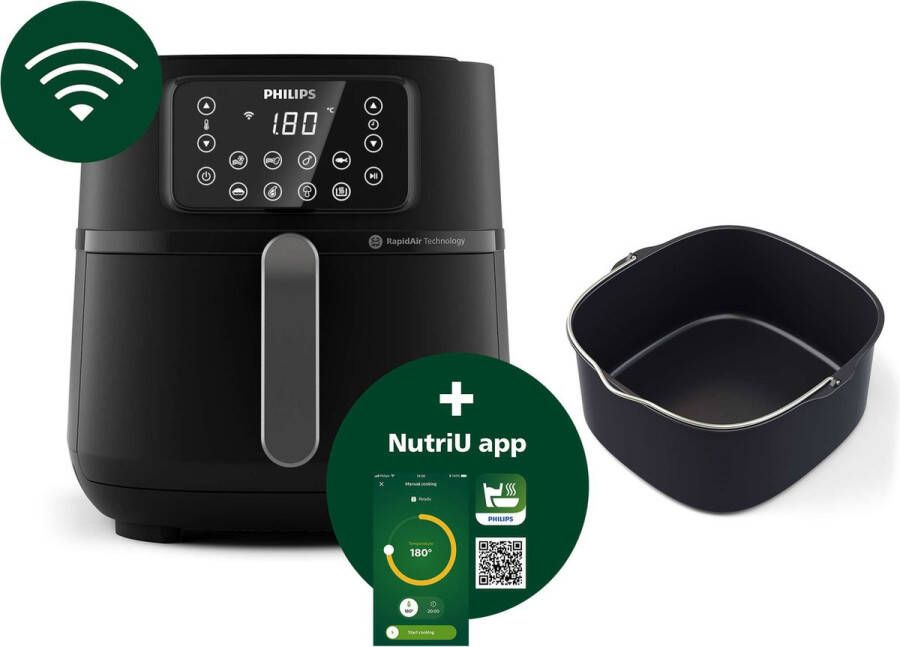 Philips Airfryer Connected Series 5000 1 4 kg touchscreen app bediening zwart (HD9285 93)