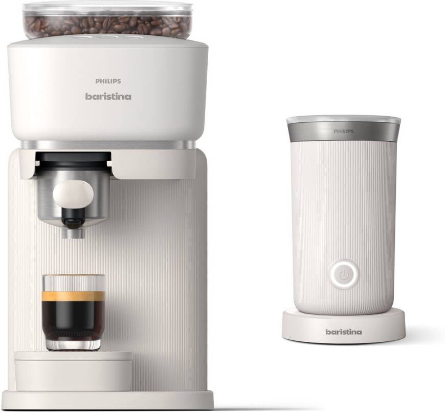 Philips Baristina + Melkopschuimer Bundel BAR303 60 Espressomachine Pistonmachine Wit