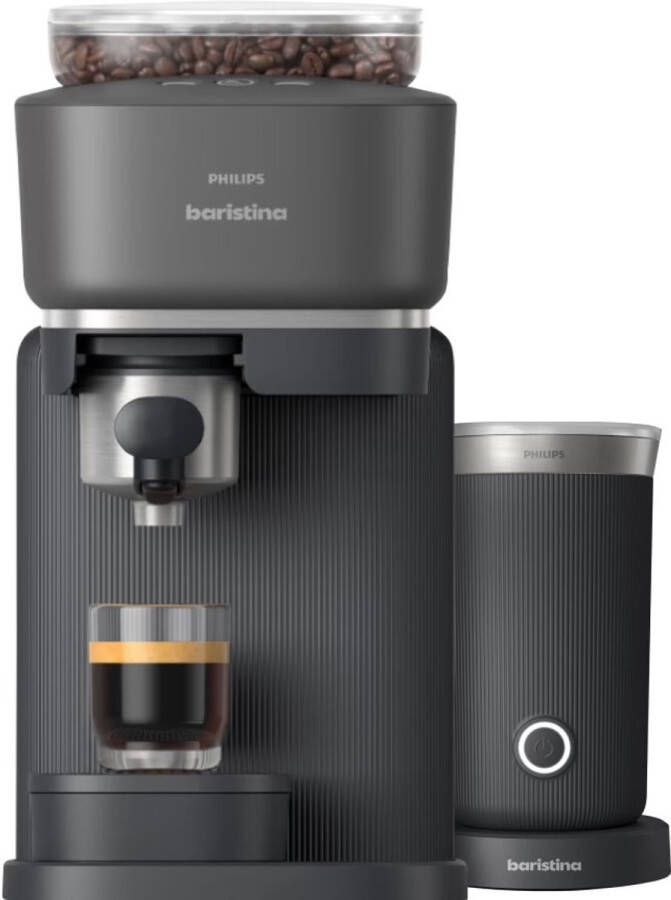 Philips Baristina + Melkopschuimer Bundel BAR303 60 Espressomachine Pistonmachine Zwart