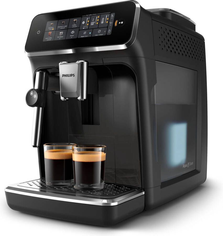Philips 3300 Series EP3321 40 Espressomachine 4 Soorten Koffie + Heet Water Zwart + AquaClean Filter