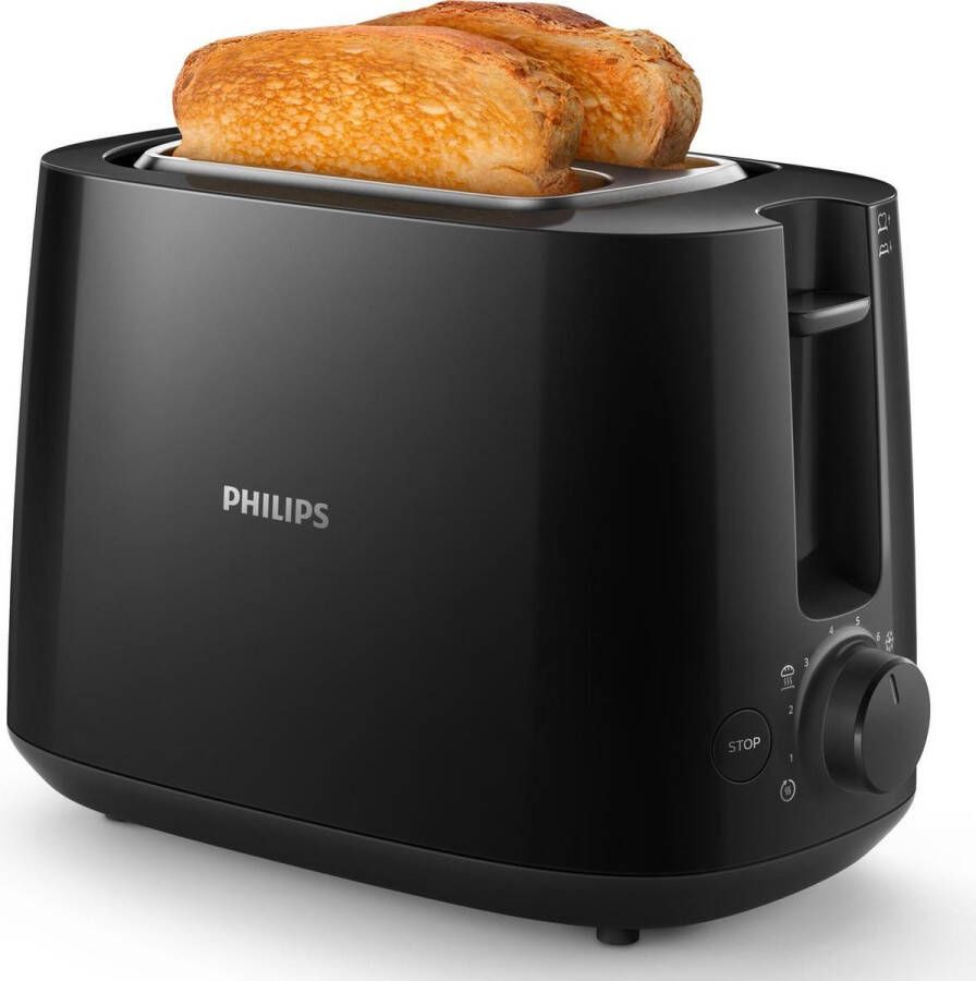 Philips Toaster HD2581 90 Daily Collection geïntegreerde opzethouder voor broodjes 8 bruiningsgraden zwart - Foto 1