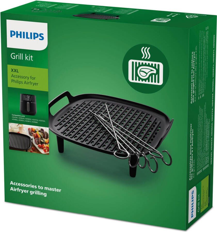 Philips Grillpan-inzet HD9959 00 voor Airfryer XXL 5000 Serie incl. 6 spiesen vaatwasmachinebestendig
