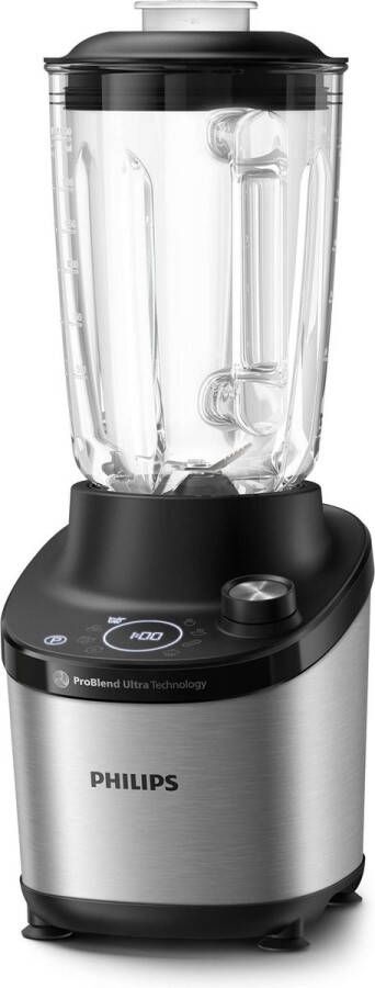 Philips Blender HR3760 00 Krachtige 1500 Watt Motor Met Display 6 Programmas Vaatwasserbestendig 1.8 liter Glazen Kan RVS Zwart - Foto 4