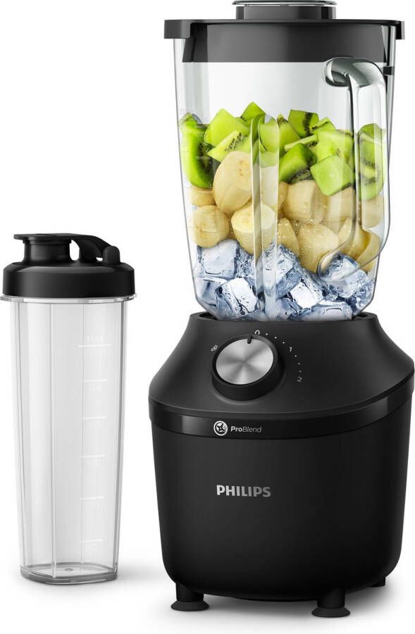 Philips Blender HR2291 41 3000 Series met ProBlend Crush-technologie 2l-container en 1 snelheidsinstelling + impuls-instelling zwart - Foto 2