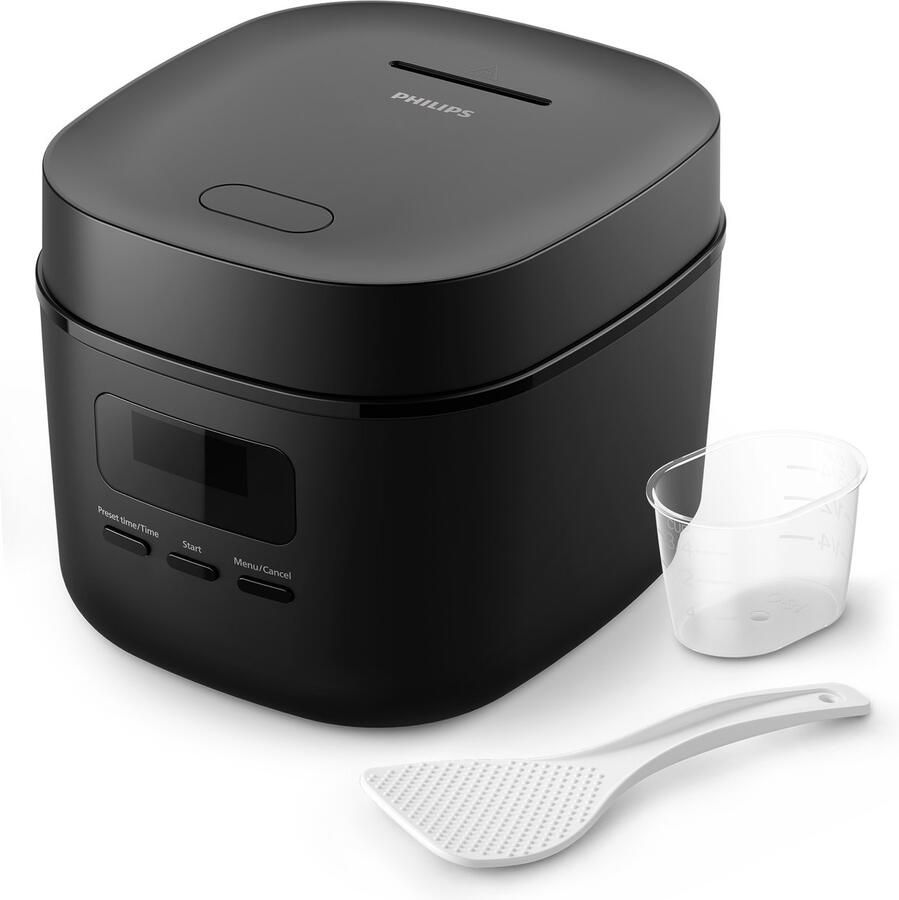 Philips 3000 Series Mini Rijstkoker HD3080 80 – Compact (0.54L) 5 Programma s Anti-Aanbaklaag Zwart – 400W