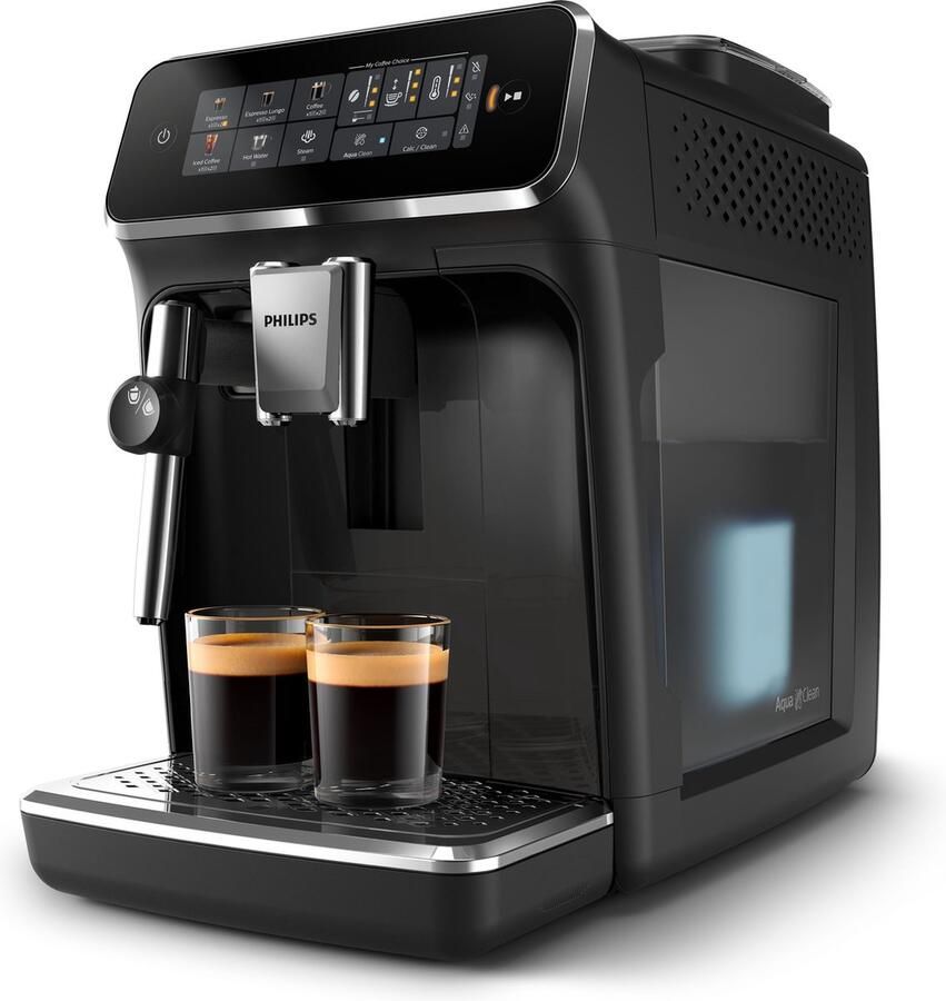 Philips 3300 Series EP3321 40 Espressomachine 4 Soorten Koffie + Heet Water Zwart + AquaClean Filter