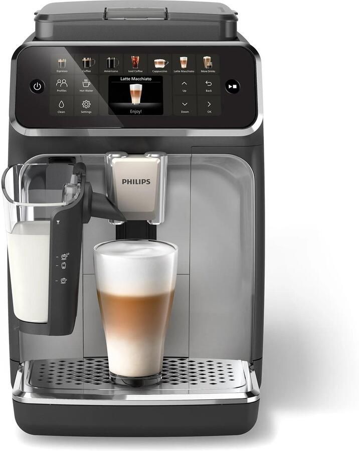 Philips 4400 Series Espressomachine 12 Warme & Koude Dranken LatteGo Melksysteem 40% Stiller QuickStart AquaClean Filter Volautomatisch Zwart & Zilver Koffiemachine met bonen EP4446 70
