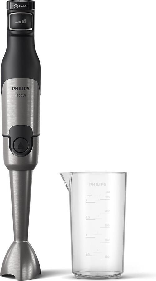 Philips Staafmixer HR2681 00 1200 Watt Inclusief Maatbeker – Geschikt voor Smoothies Soep en Harde Ingrediënten Snelheid Regelbaar RVS Zwart