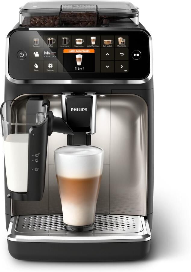 Philips 5400 Series Espressomachine 12 Verschillende Dranken LatteGo Melksysteem Keramische molen AquaClean Filter Volautomatisch Zwart & Zilver- EP5447 90