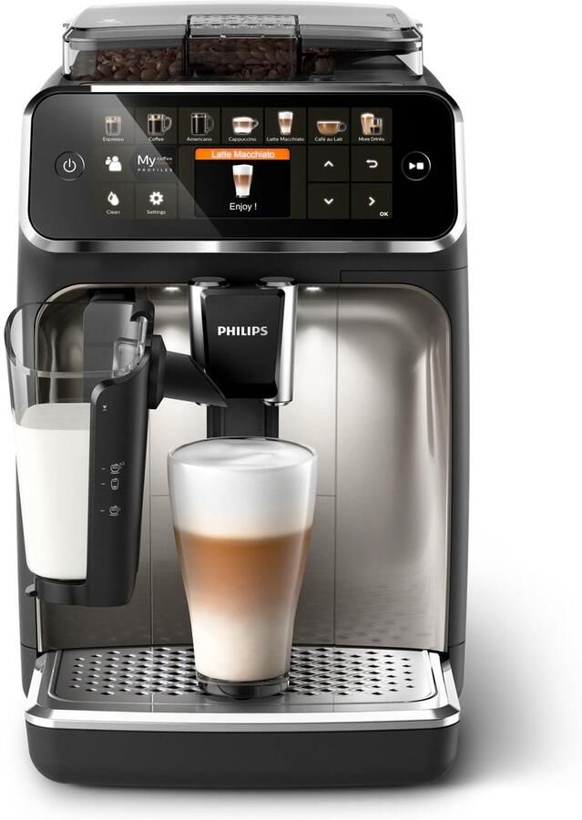 Philips 5400 Series Espressomachine 12 Verschillende Dranken LatteGo Melksysteem Keramische molen AquaClean Filter Volautomatisch Zwart & Zilver Koffiemachine met bonen EP5447 90