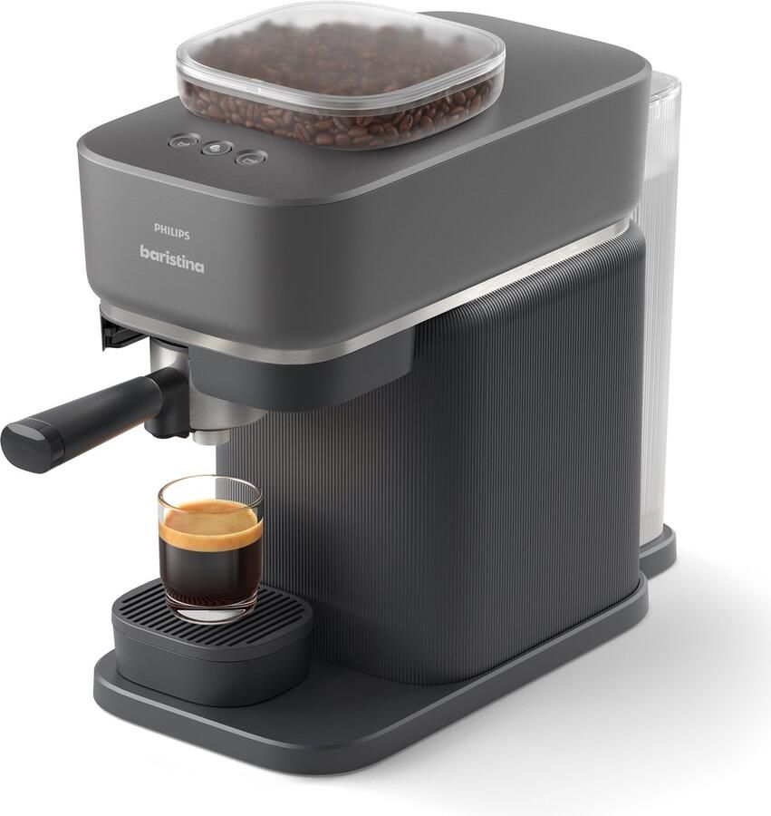 Philips BAR305 60 Baristina Semi-Automatische Espressomachine Pistonmachine Koffiemachine met Bonen Zwart