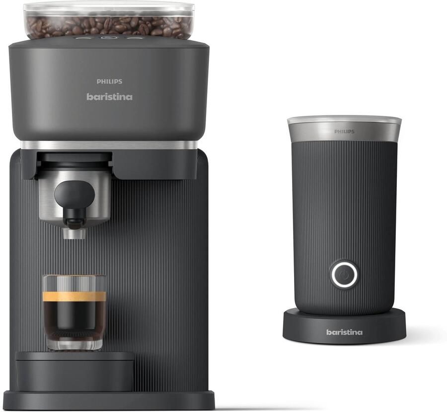 Philips Baristina + Melkopschuimer Bundel BAR303 60 Espressomachine Pistonmachine Zwart