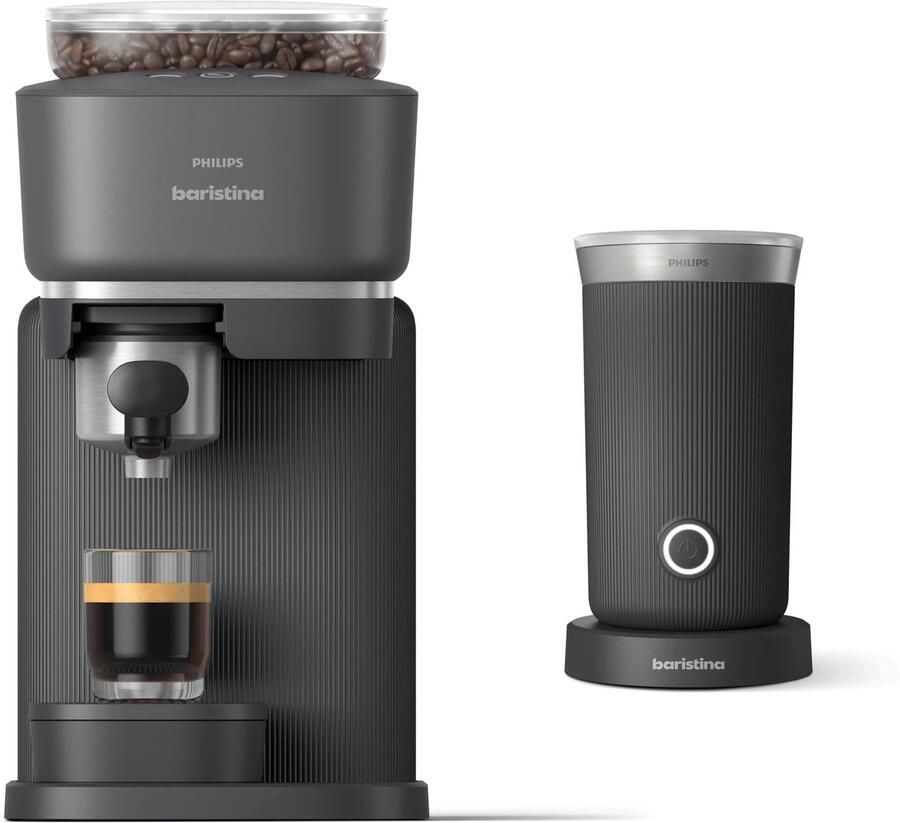 Philips Baristina + Melkopschuimer Bundel BAR303 60 Espressomachine Pistonmachine Zwart
