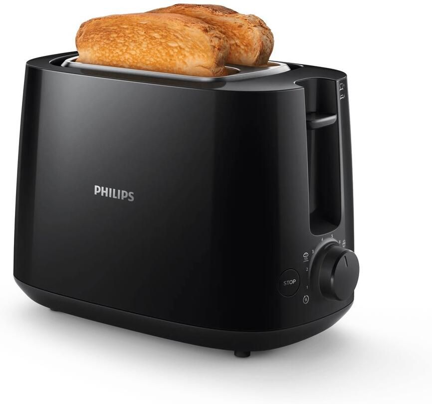 Philips Toaster HD2581 90 Daily Collection geïntegreerde opzethouder voor broodjes 8 bruiningsgraden zwart