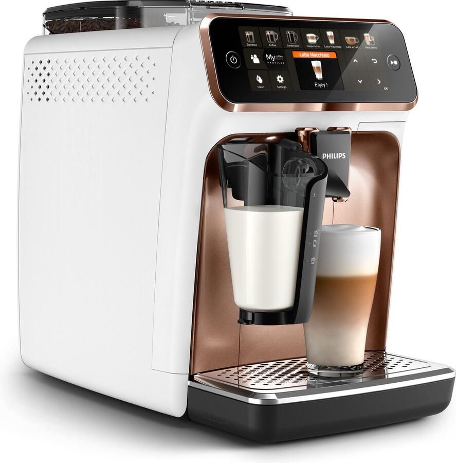 Philips EP5443 70 Espressomachine 1 8 l Koffiebonen Gemalen koffie Ingebouwde molen 1500 W Roségoud Wit