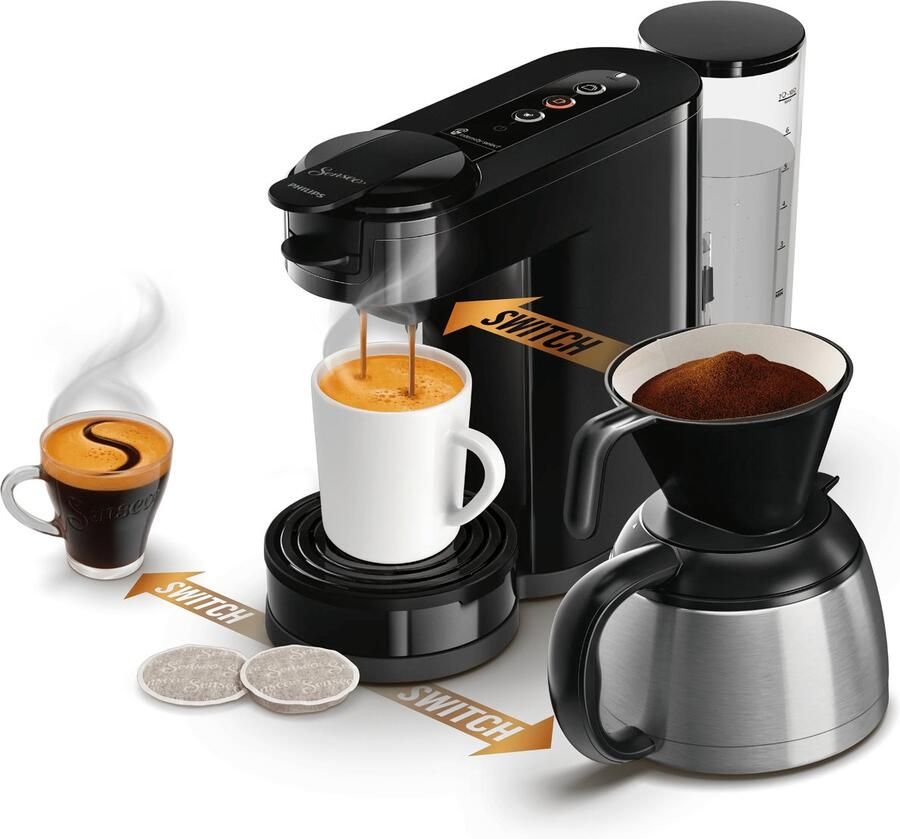 Philips Senseo Switch HD6594 62 Combinatiekoffiemachine Filterkoffie en cups 1L inhoud Halfautomatisch