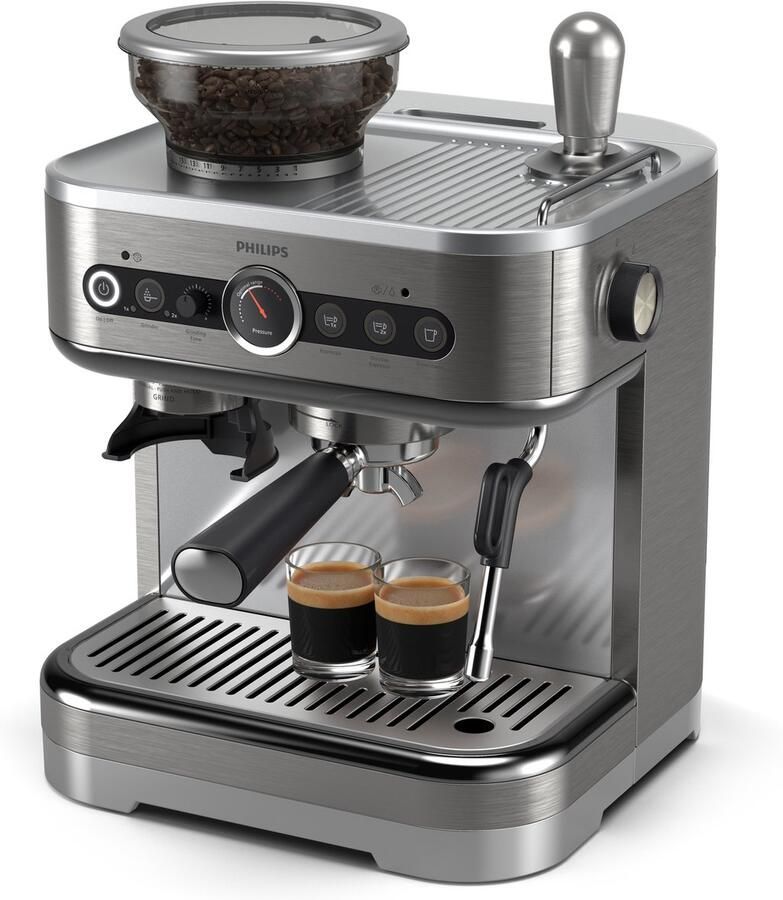 Philips Barista Brew Semi-Automatische Espressomachine Enkele & Dubbele Espresso Americano-functie 250g Bonenreservoir Intuïtieve Begeleiding Gekalibreerde Tamper Zilver Metaal (PSA3218 01) - Foto 5