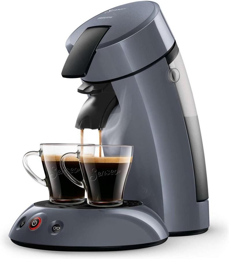 Philips Senseo koffiepadmachine – Crema Plus – 1 of 2 koffie tegelijk Blauw Inclusief 2 Senseo glazen HD7806 52 - Foto 1
