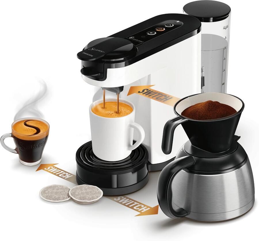 Philips Senseo Switch HD6594 02 2-in-1-koffiezetapparaat met filterkoffie en koffiepads Wit