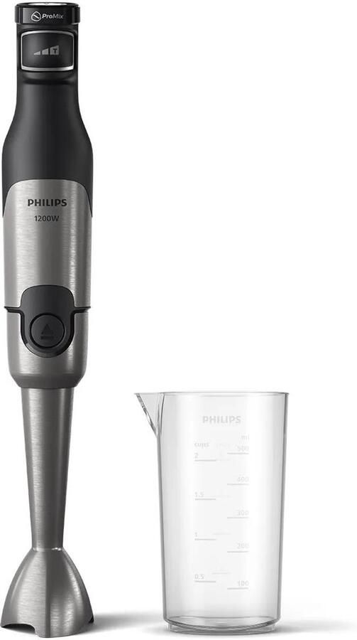 Philips Staafmixer HR2681 00 1200 Watt Inclusief Maatbeker – Geschikt voor Smoothies Soep en Harde Ingrediënten Snelheid Regelbaar RVS Zwart