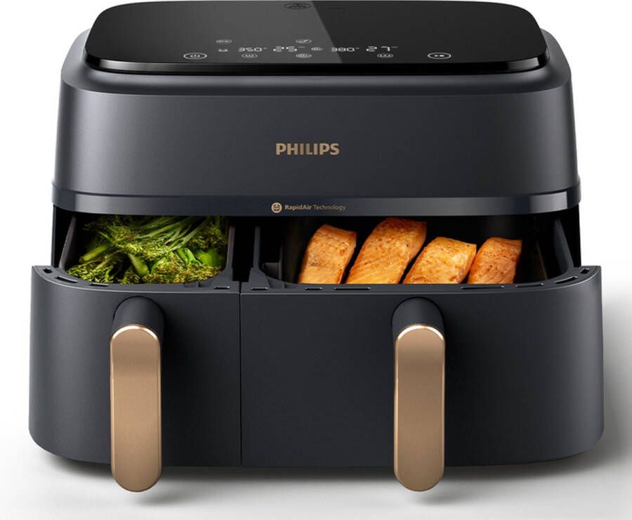 Philips Rapid Air Serie 3000 NA352 00 Airfryer Dubbele Mand 9 Liter